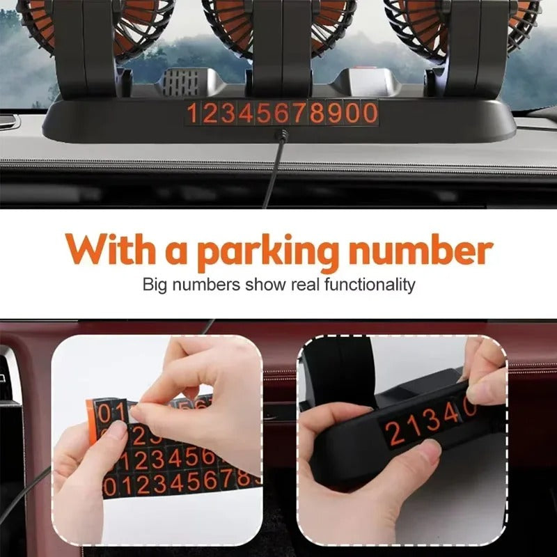 New Car Interior Decorative Fan 5V/24V/12V Cooling Car Fan 2-Speed Adjustment Rotatable 360° Powerful Quiet Automatic Cooler Fan