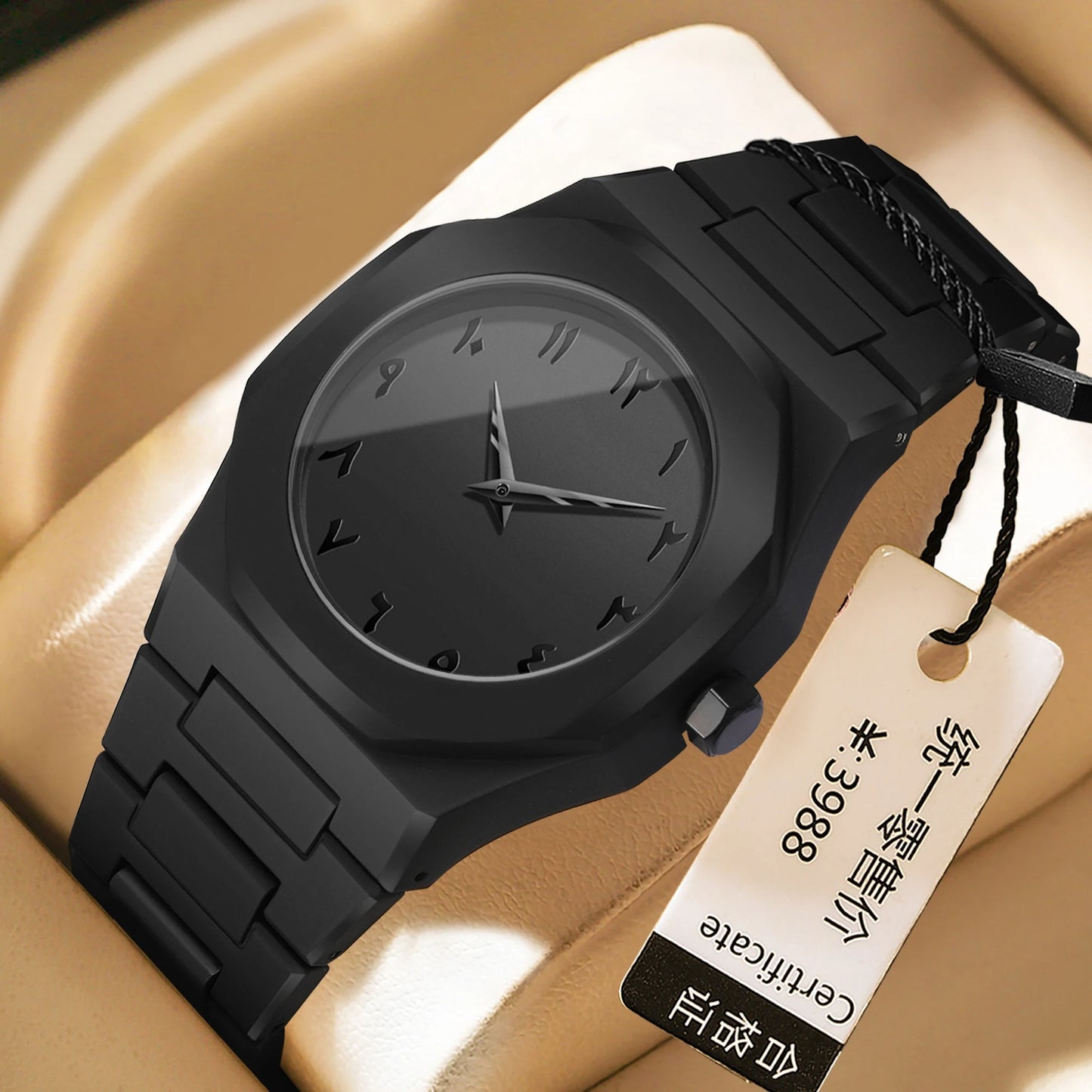 BINBOND Creative Middle East Arabic Digital Quartz Men's Watch Modern Minimalist Sketching Creative Design Waterproof Men Watch
