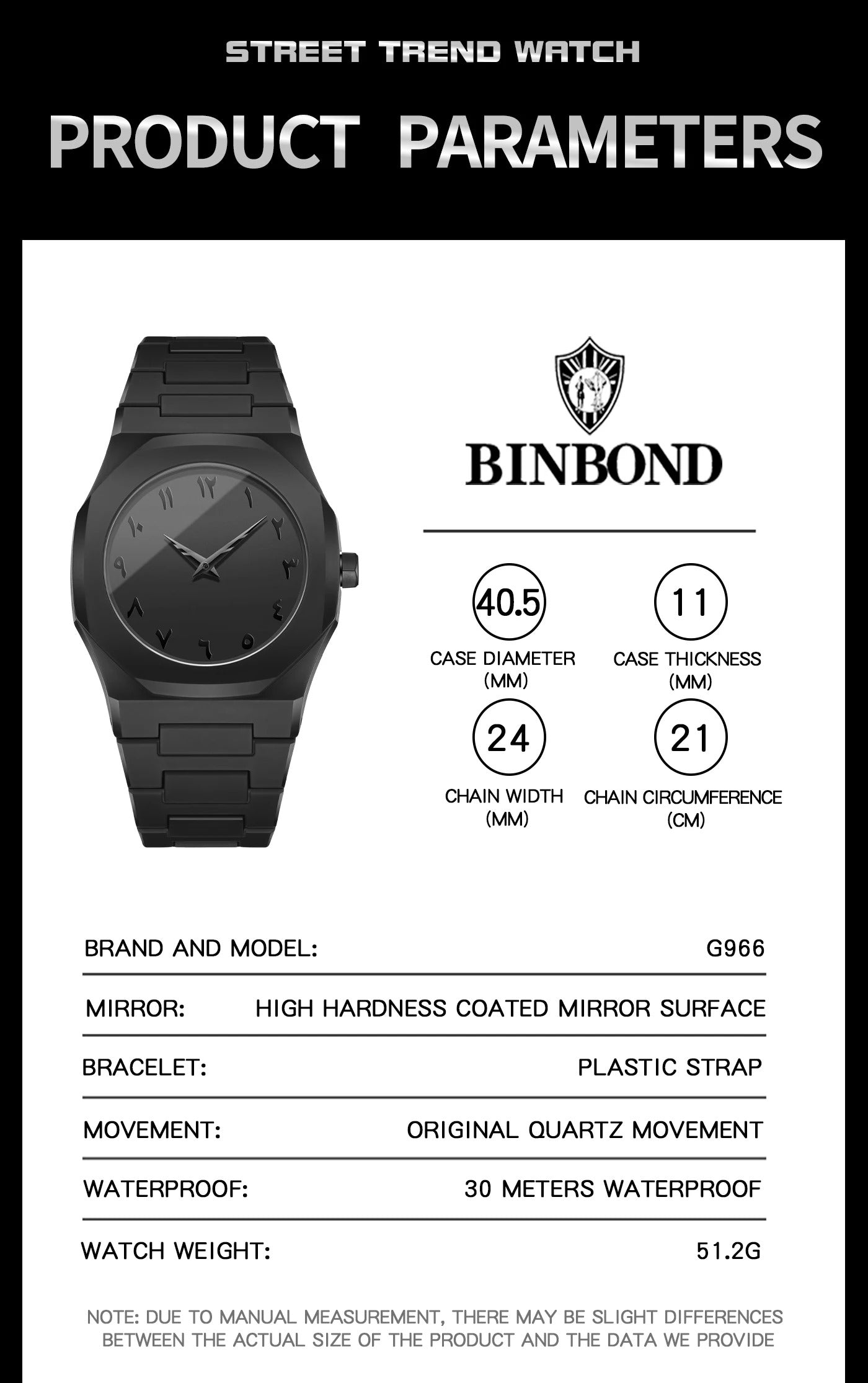 BINBOND Creative Middle East Arabic Digital Quartz Men's Watch Modern Minimalist Sketching Creative Design Waterproof Men Watch
