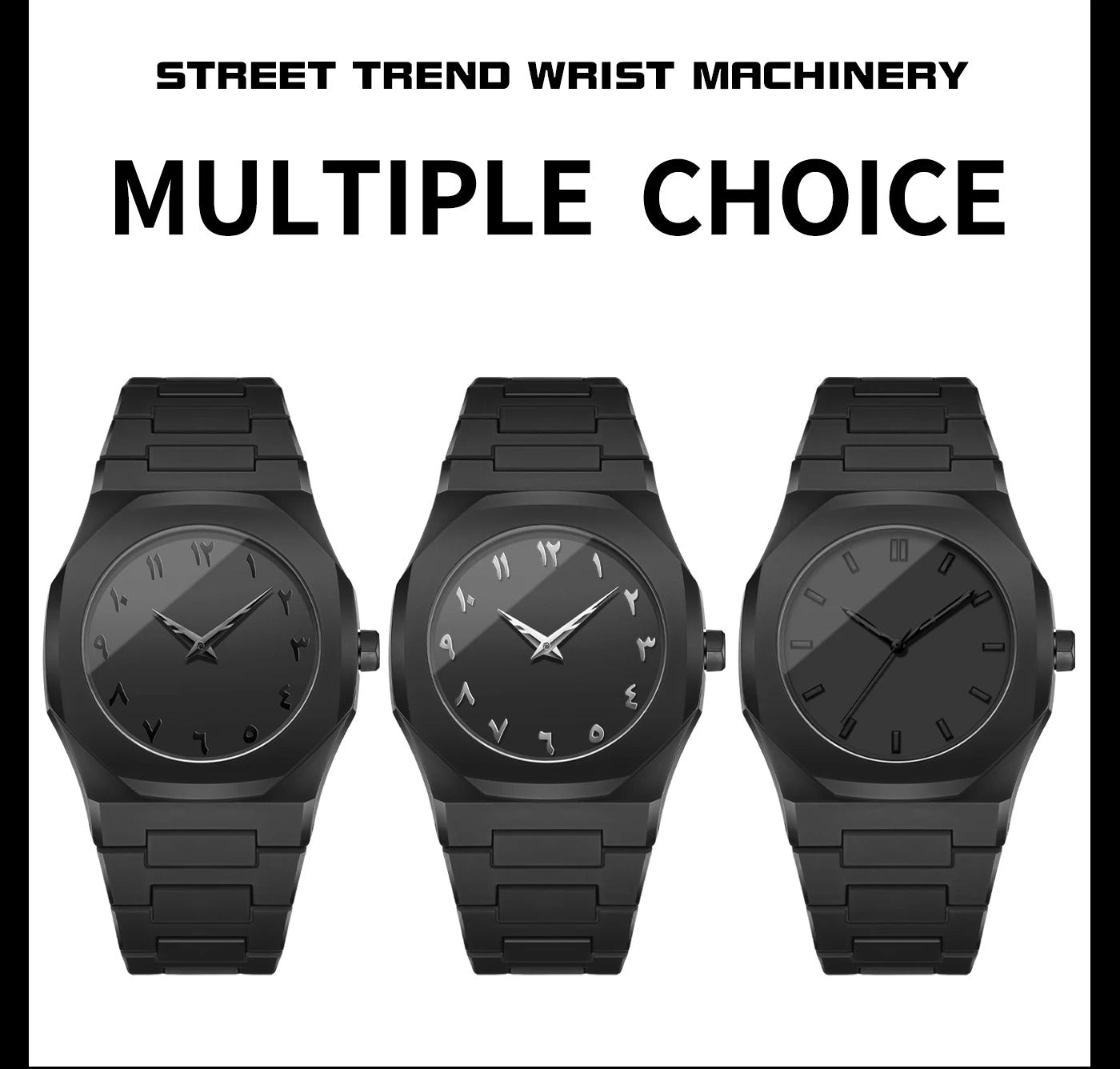 BINBOND Creative Middle East Arabic Digital Quartz Men's Watch Modern Minimalist Sketching Creative Design Waterproof Men Watch
