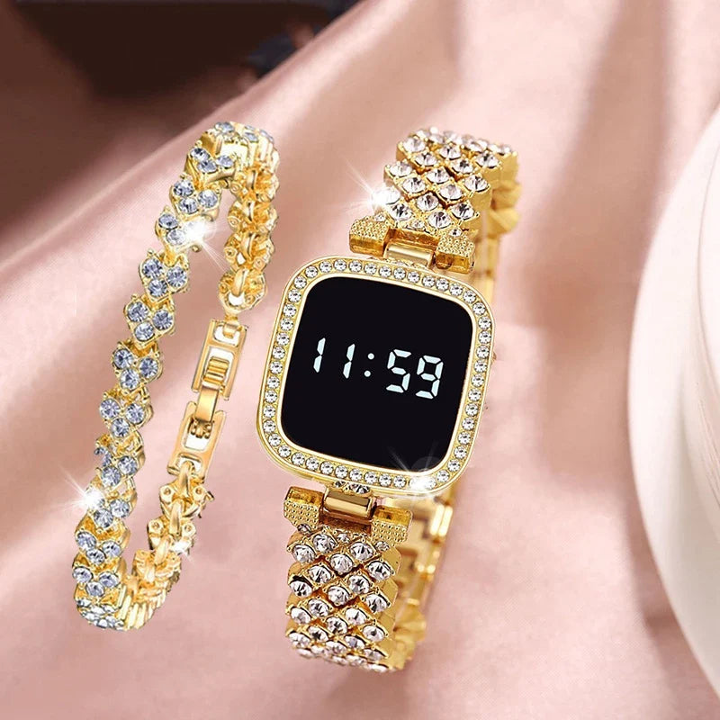 Open media 1 in modal Open media 2 in modal Open media 3 in modal Open media 4 in modal Open media 5 in modal Open media 6 in modal My Store Ladies Luxury Diamond Watch Steel Band Diamond Touch Screen LED Electronic Watches