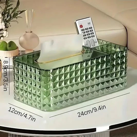Acrylic Tissue Box Holder with Storage Compartments