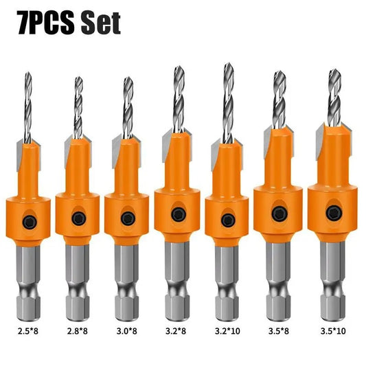 Hexagonal shank woodworking countersunk head drill, hidden screw hole double-edged drilling countersunk head drill