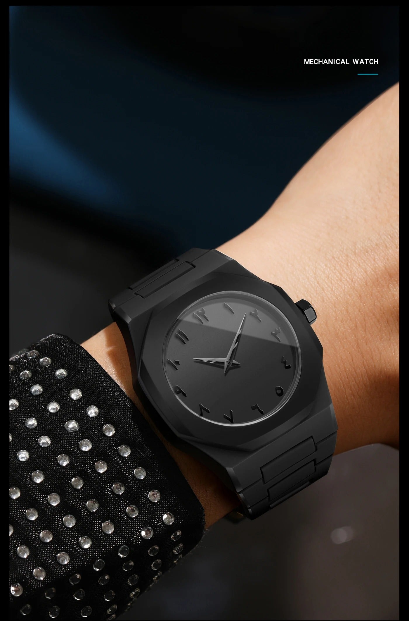 BINBOND Creative Middle East Arabic Digital Quartz Men's Watch Modern Minimalist Sketching Creative Design Waterproof Men Watch